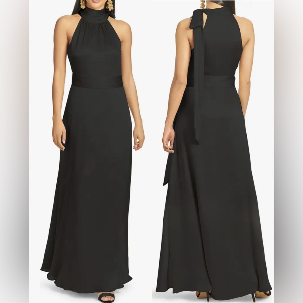 NEW Sachin & Babi Black Kayla Halter Black Gown Sz 12